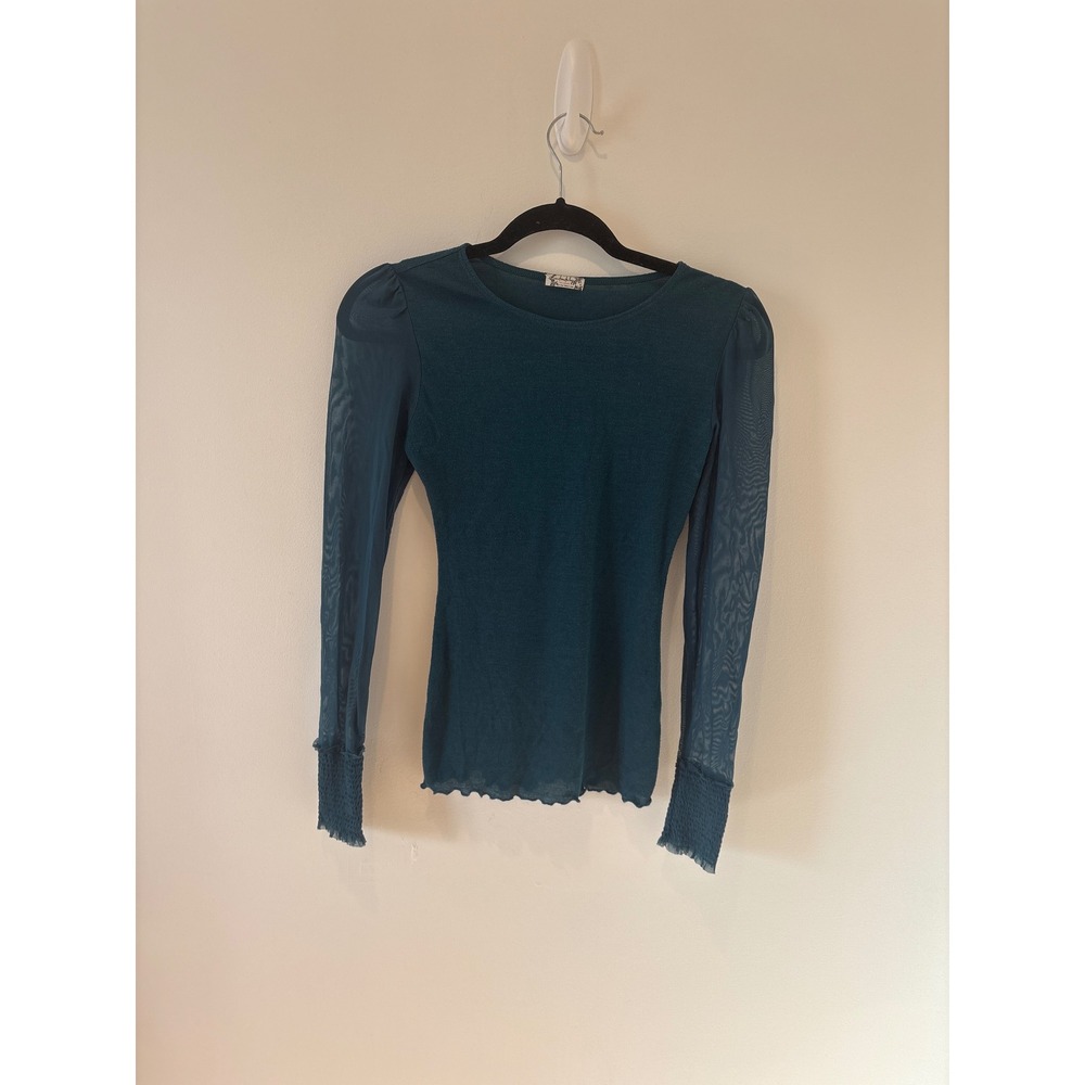 Free People Long Sleeve Ribbed and‎ Mesh Top